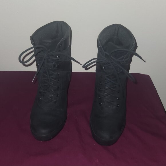 Timberland Camdale black Nubuck suede chunky heeled lace-up boots Size 8 - Picture 2 of 8